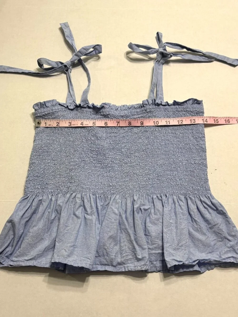 J. Crew Smocked Tie-Shoulder Tank Top Size Medium